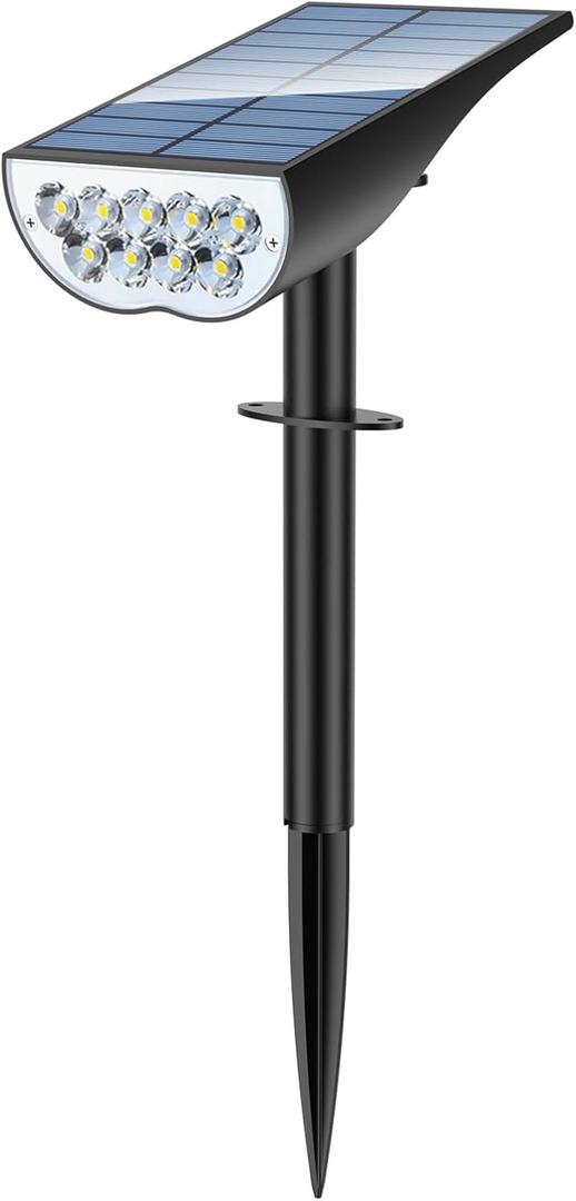 ZOOKKI Solar Spot Lights Outdoor, Solar Lights Outdoor Waterproof IP65, 3 Brightness Modes Dusk to Dawn Landscape Spotlights for Yard Garden Pathway Tree Decoration, Cool White, 1 Pack