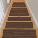 Stair Treads Non-Slip 8X30 Inch (15 Pack) Indoor Stair Runner with Reusable Self-Adhesive Backing Skid Resistant Stair Carpet to Protect Kids, Elders, and Pets - Coffee Brown