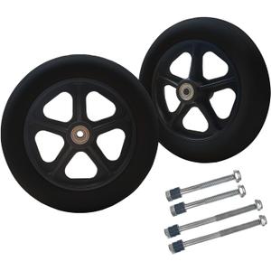 2 PCS 8 x 1.5 Inch Solid Replacement Wheels for Rollator Walker Folding Hand Truck Accessories (2pc, Black)