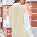 Arach&Cloz Womens Sweater Vest 2024 Fall Winter Knitted V Neck Oversized Casual Cap Sleeve Pullover Tank Tops (Beige, M)