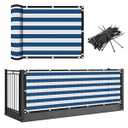 Vandham Fence Privacy Screen, Blue and White Stripes Screen Fencing 3×10FT, Outdoor Wind Blocker Chain Link Fence Cover Up for Porch, Balcony, Apartment, Deck, Patio