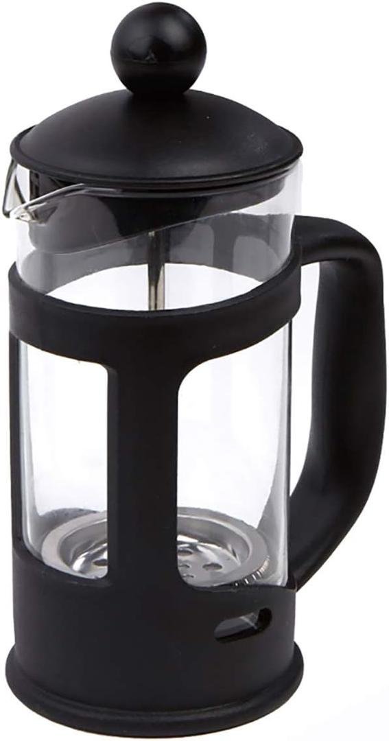 French Press Coffee Maker with Reusable Stainless-Steel Filter High Borosilicate Glass 12 Oz Black