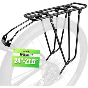 RBRL Rear Bike Cargo Rack, 165 lb Heavy Duty Aluminum Bicycle Rear Rack, Fits24 26" 27.5" / 700C / 29" MTB, City & Touring Bikes, Durable Rust-Resistant Rear Pannier Rack for Commuting & Travel
