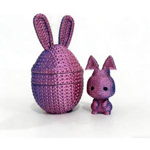 3D Printed Rabbit with Egg, Easter Basket Stuffers, Birthday Gifts for Kids and Adults, Party Favors (Reddish Blue)