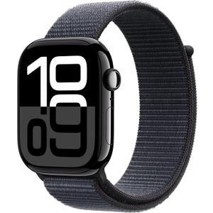 Apple Watch Series 10 [GPS 46mm case] Smartwatch with Jet Black Aluminum Case with Ink Sport Loop. Fitness Tracker, ECG App, Always-On Retina Display, Carbon Neutral