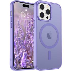 SUPFINE Magnetic for iPhone 14 Pro Case (Compatible with MagSafe) (Military Grade Drop Protection) Translucent Matte Shockproof with Anti-Fingerprint Phone Case,Purple