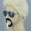 Topcosplay Celebrity Chef Wig and Goatee Men Wigs Blonde Funny Male Hair for Halloween Party Costume