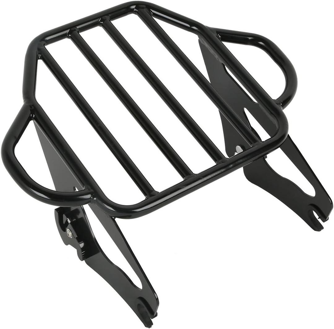 XFMT Motorcycle King Detachable Two-Up Luggage Rack for Harley Touring Road King Street Glide Road Glide Electra Glide 2009-Later, Gloss Black
