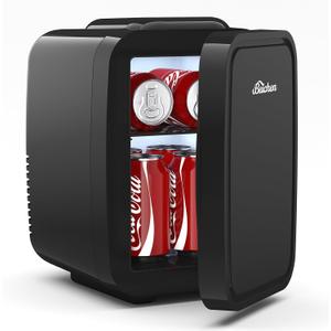 BEICHEN Mini Fridge for Bedroom, Office & Car, 4L/6 Can Portable Refrigerator Small Compact Refrigerator for Food, Drinks, Skincare