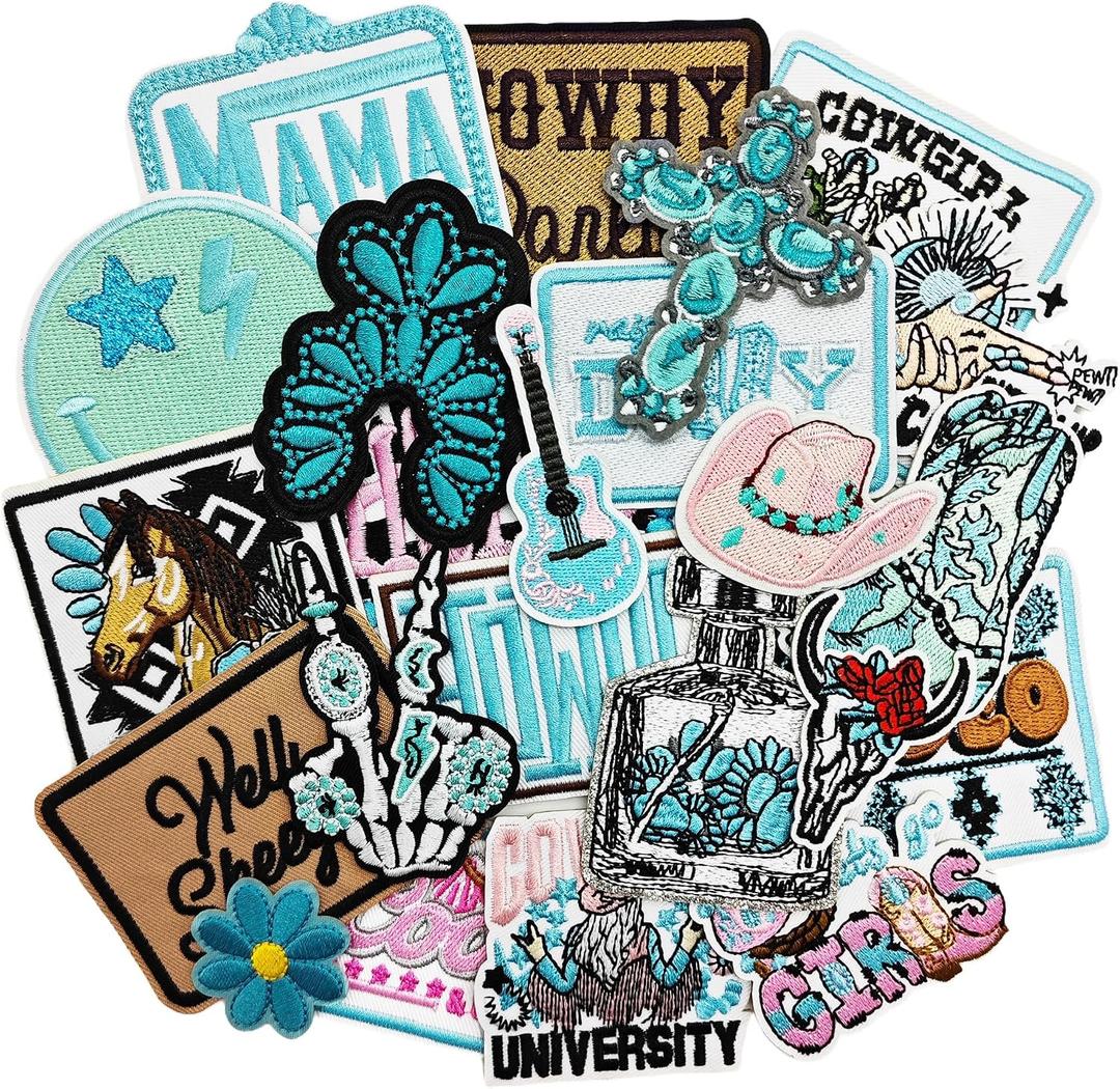 23PCS Western Iron On Patches Cowgirl Cowboy Embroidered Patches for Trucker Hats Jackets Backpacks Jeans