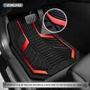 PIC AUTO Heavy Duty Rubber Floor Mats, Red Aluminum Film Car Mats Set, Front and Rear Car Mats with Anti-Slip Backing, All Weather Protection, Trim-to-Fit for Automotive SUV, Sedan, Van