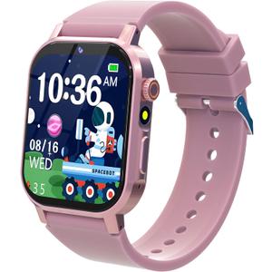 Kids Smart Watches Girls Gift Age 3-12, Kids Watch with 32 Games HD Touchscreen Camera Video Music Audiobook Pedometer Flashlight 12/24 hr Educational Toys Birthday Gift for Girls Ages 6 7 8 9 10 (Pink)