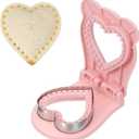 uxcell Crustless Sandwich Cutter, Heart Shape Uncrustable Sandwich Maker Sealer Press Bread Cookie Cutter and Sealer for DIY Breakfast Lunch Afternoon Tea (Pink)