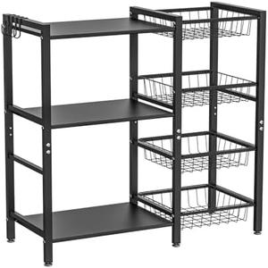 Hastatii Storage Rack Kitchen Baker's Rack - Utility Microwave Oven Stand with Steel Mesh Baskets