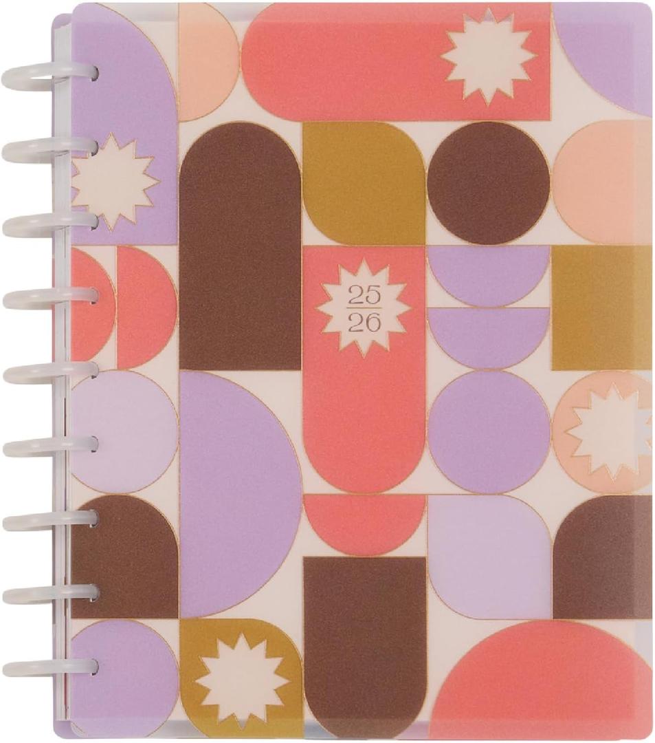 Happy Planner Disc-Bound Academic Planner July 2025 - June 2026 Daily, Weekly and Monthly - 3 Bonus Months, Classic Size, Dashboard Layout, Stacked Geos