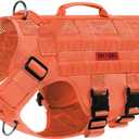 OneTigris - Tactical Dog Harness No Pull for Medium Dogs, Breathable Mesh Design, Service Dog Vest with Handle and Molle Bags, Adjustable Suit for Walking Hiking (orange)