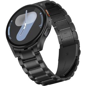 HITZEE Stainless Steel No Gap Bands Compatible with Samsung Galaxy Watch 7/6/5/4/FE Band 40/44mm/Watch 6 Classic 43/47mm/Watch 5 Pro, Samsung Watch Metal Band Strap Designed for Men/Women, Black