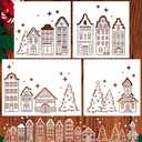 Christmas Stencils for Window Glass Large Christmas Stencils for Crafts Reusable Xmas Village House Holiday Stencil for Painting on Doormat Wood Fabrics Decor