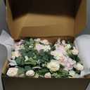 Ling's Moment 10pcs Wedding Chair Decorations Aisle Floral Swag Artificial Pew Flowers Hanging Garland Blush Pink & Cream For Ceremony Reception Church Rose Floral Faux Arrangement Party Outdoor Decor