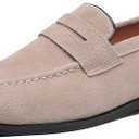 Slip On Penny Loafers Moccasins Suede Shoes Beige, Size 6 US