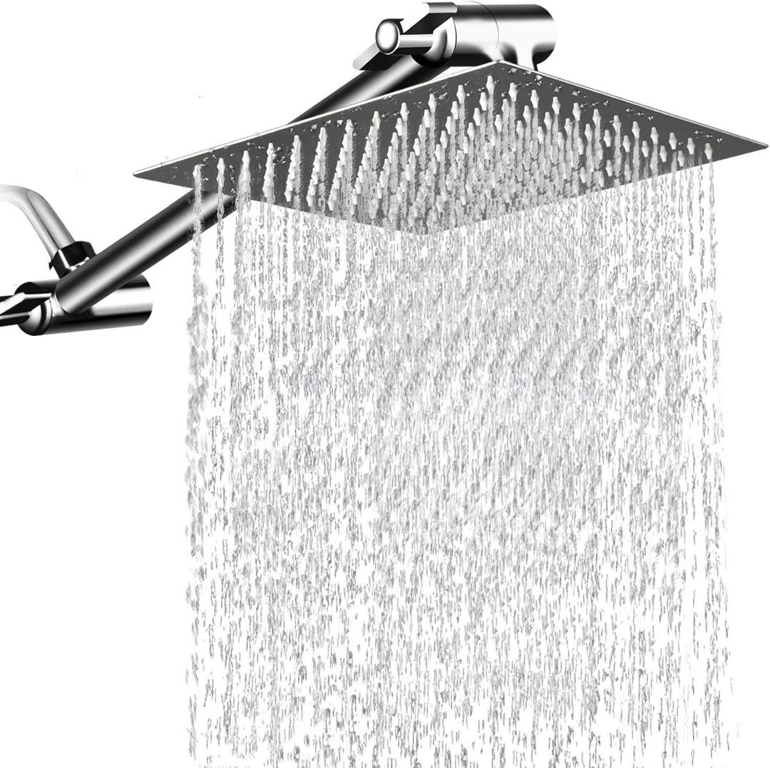PinWin 12 Inch High Pressure Showerhead with 11 Inch Arm (Chrome)