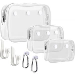 3 Packs Clear Bogg Beach Tote Bag with 2 Pack Insert Hooks Accessories for Bogg Bags Travel Makeup Clean Toiletry Brush Organizer Cosmetic Divider Storage Inner Pouch (White)