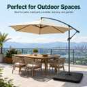 4 Pack Square Offset Cantilever Umbrella Base, Heavy Duty Water Sand Fillable Stand Supports Up to 176 Lbs, Stable Outdoor Holder for Patio Backyard Shades, Black
