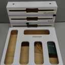 Calmbee Storage Bag Organizer - Foil & Plastic Wrap Organizer with Cutter, Kitchen Storage Compatible with Gallon, Quart, Sandwich, Snack Bags & 12" Aluminum Foil & Wax Paper, White