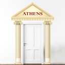 2 x 3PCS Greek Party Porch Banner Roman Pillar Door Decoration Ancient Greek-Column Sign Photo Backdrop Hanging Supplies for Wedding Birthday Medieval Renaissance Photos Booth Home Indoor Outdoor Decor