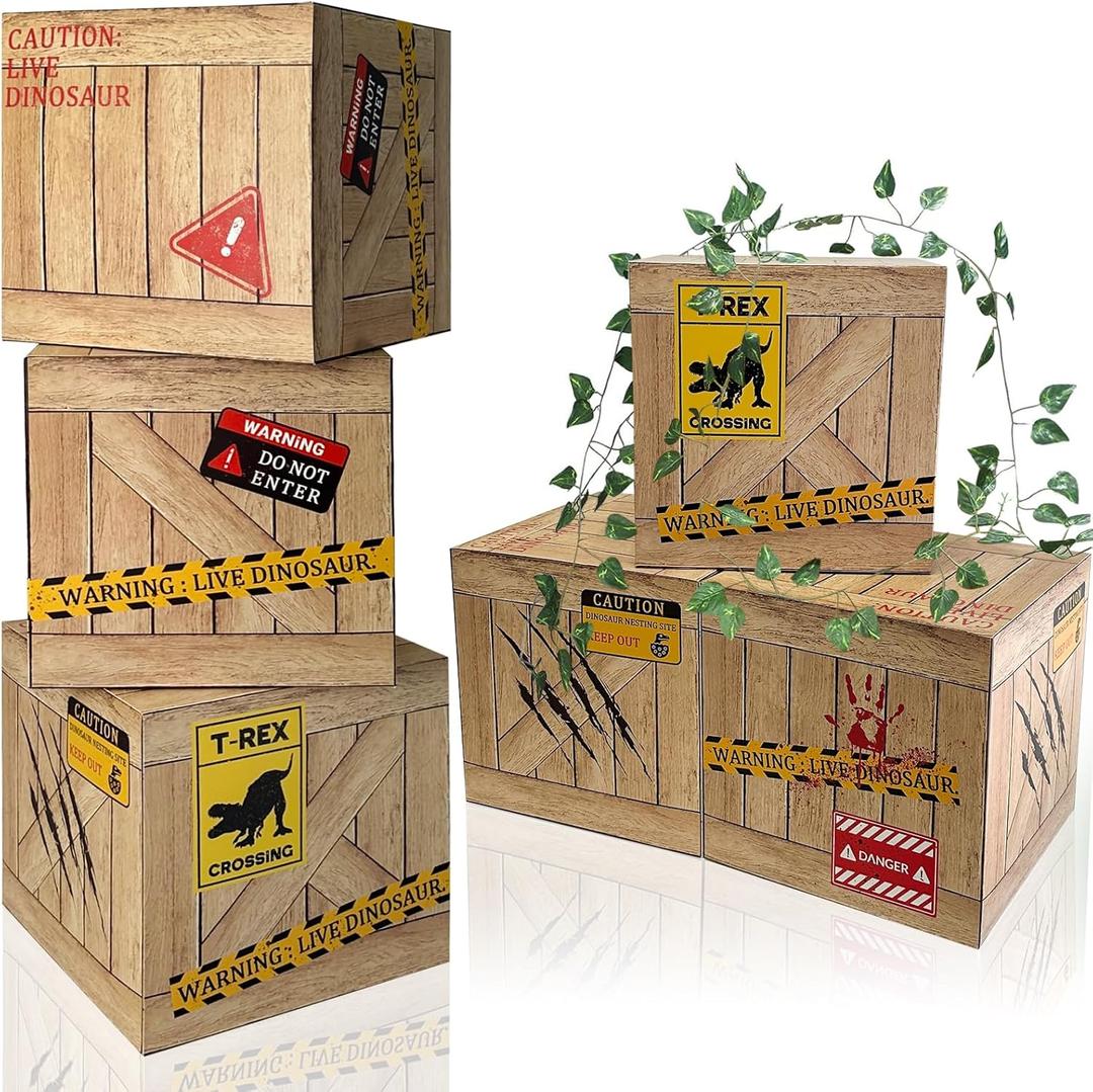 6 Pcs Dinosaurs Table Centerpieces 12 x 12 x 12 Inch Dinosaur Theme Boxes Dinosaur Party Supplies for Birthday Party Woodland Safari Baby Shower Decorations