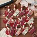 Leinuosen 12 Pcs Independence Day Tree Decorations Patriotic Vintage Red Heart Ornaments Retro Love Music Score Striped Star Design with Lace and Beads Romantic Hanging Decor for Home Wedding Party