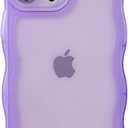 Caseative for iPhone 13 Pro Max Case,Solid Color Curly Wave Frame Clear Soft Phone Case (Purple,13 Pro Max)
