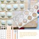 Ravioli Press Mold Set, 12 Holes Ravioli Maker Press,1 x Pasta Cutter Stamp Maker, 1xWood Rolling Pin Pasta Making Tools,1x Filling Spoon, for Ravioli, Dumpling, Hand Pie