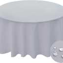 BYDOLL Table Cloth Round 60 Inch Tablecloth Fits Max50 Inch Diameter Top,Silver Gray Washable Outdoor Winkle and Stain Resistant Spillproof Polyester Tablecloths for Round Tables Party Cover