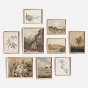 TheCanvas Vintage Wall Art Prints Set of 9, Eclectic Nature Wall Art for Living Room, French Country Landscape Painting, Gallery Wall Decor for Bedroom or Farmhouse UNFRAMED