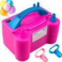 Siasky Electric Balloon Pump, Portable Dual Nozzle Electric Air Balloon Pump Inflator Blower Machine for Party Decorations, Rose Red 110V 600W with 2 Tying Tools