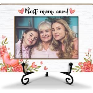Zodvery Best Mom Picture Frame, Mother Picture Frame, Best Mom Ever Gifts, Mother Gifts from Daughter Son, Tabletop Display Home Decor for Living Room - 18