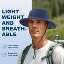 VOBOOM Sun Hats for Men Women Breathable Wide Brim Summer UV Protection Fishing Cap (Blue)