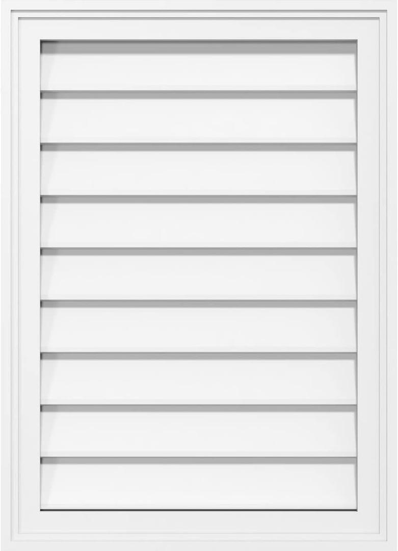 Ekena Millwork GVPVE16X2402SN Vertical Surface Mount Gable Vent: w/ 2" 1-1/2"H Brickmould Frame, 16"W x 24"H, PVC