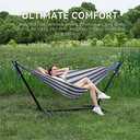 PNAEUT Double Hammock with Space Saving Steel Stand Included 2 Person Heavy Duty Garden Yard Outdoor 450lb Capacity Hammocks (Sky)