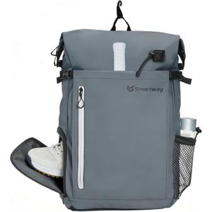 Smartway 28L Pickleball Bag with Shoe Compartment, Tennis Backpack, 21.3" x 12.6" x 7.9", Blue