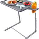 HUANUO Adjustable TV Tray Table - TV Dinner Tray on Bed & Sofa, Comfortable Folding Table with 6 Height & 3 Tilt Angle Adjustments (Gray), 20.5 inches x 15.5 inches x 20.8 inches