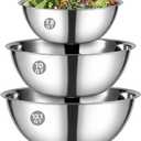 CURTA 3 Piece Stainless Steel Mixing Bowls Set, 7.8/10/13.1 QT, Set of 3