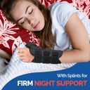 FEATOL Carpal Tunnel Wrist Brace Night Support, Thumb Spica Splint Right Hand for De Quervains Tenosynovitis, Tendonitis, Thumb Brace for Women Men, Black Blue, Small/Medium