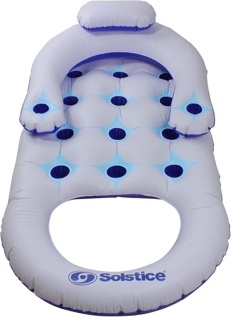 Swim Central Inflatable Solstice Lounge Inflatable Swimming Pool Float - 64" - Blue and White