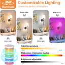 Peel and Stick Wall Sconces, Stick On Wall Sconce Set of 2, Battery Operated Wireless Adhesive Wall Lights, Corn Bulb with 10000mAh Battery, Easy Install for Bedroom Living Room Wall Decor