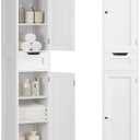 Iwell Tall Bathroom Cabinet, Slim Narrow Bathroom Storage Cabinet with Adjustable Shelves, Storage Cabinets with 1 Drawer, for Bathroom, Living Room, Entryway, Kitchen, White, 11.8''D x 11.8''W x 67.1''H