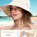 Women Sun Bucket Hat Ponytail Hole with Bow Tie Waterproof Ultra Wide Brim Beach Hat UV Protection UPF 50+
