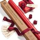 Vitalizart Red Wrapping Paper Set 17" Pearly-Lustre With Silk Like Satin Ribbon & Gift Tags Recyclable Christmas Gift Wrapping Birthday Baby Shower Wedding Handmade Crafts 197"(16.4 Ft)