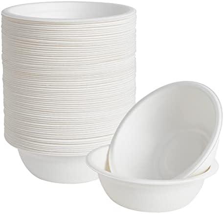 ECOLipak 20 oz Paper Bowls, [150-Pack] Compostable Paper Bowls Bulk, Heavy-duty Disposable Bowls for Hot And Cold Food